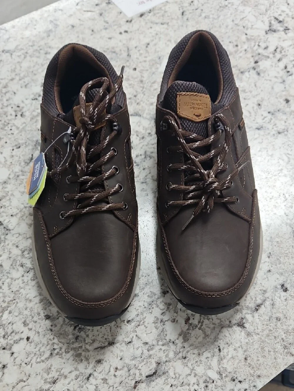 Nunn Bush Brown Leather Lace-Up Slip-On Sneaker